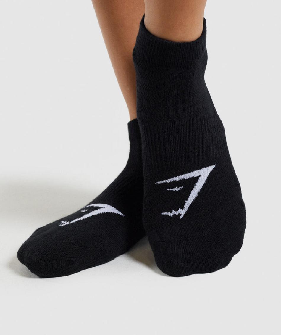 Skarpety Damskie Gymshark Ankle 3pk Czarne | PL 2147OKI